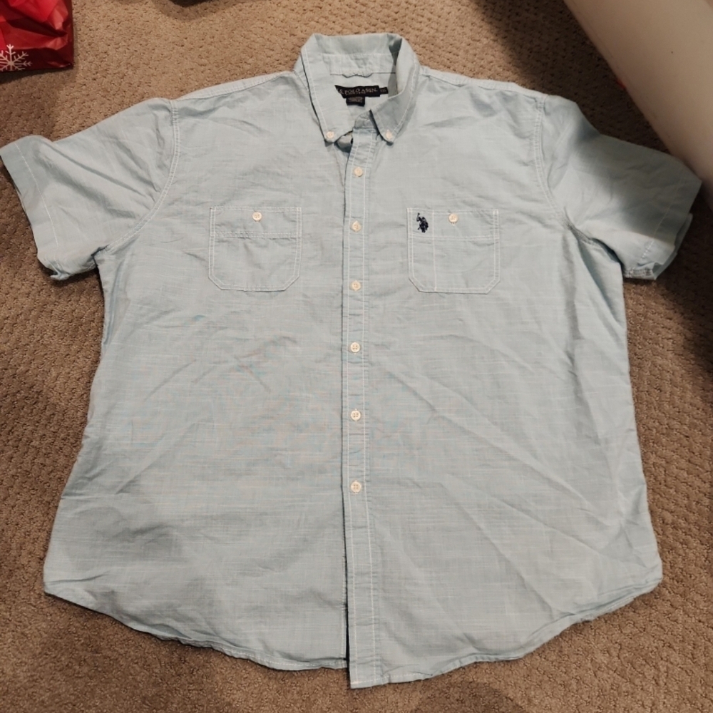US POLO RALPH LAUREN Light Blue Men's Shirt XXL
